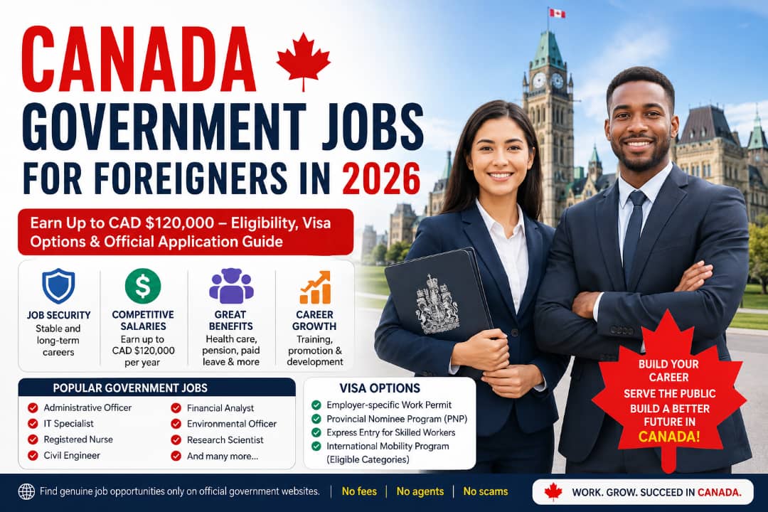 Canada Government Jobs for Foreigners in 2026: Earn Up to CAD $120,000